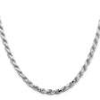 925 White Gold 5.75 mm Rope Chain Necklace, Polished