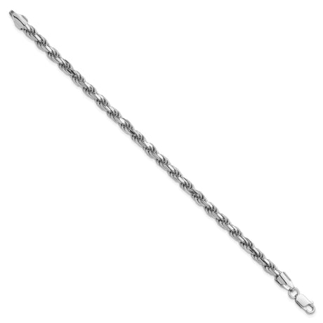925 White Gold 5.75 mm Rope Chain Anklet, Polished