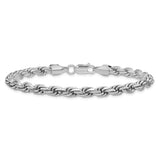 925 White Gold 5.75 mm Rope Chain Bracelet, Polished alternate angle