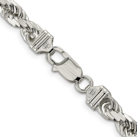 925 White Gold 6.5 mm Rope Chain Necklace, Polished alternate angle