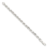 925 White Gold 6.5 mm Rope Chain Bracelet, Polished