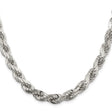 925 White Gold 7.8 mm Rope Chain Necklace, Polished