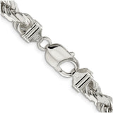 925 White Gold 7.8 mm Rope Chain Necklace, Polished alternate angle