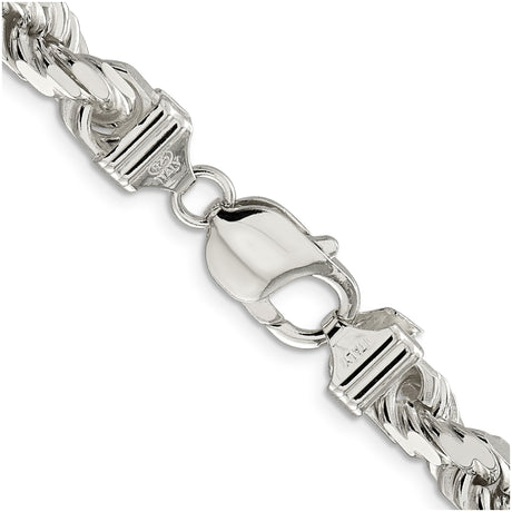 925 White Gold 7.8 mm Rope Chain Necklace, Polished alternate angle