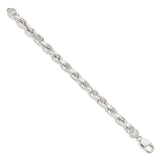 925 White Gold 7.8 mm Rope Chain Anklet, Polished