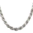 925 White Gold 7.8 mm Rope Chain Necklace, Polished