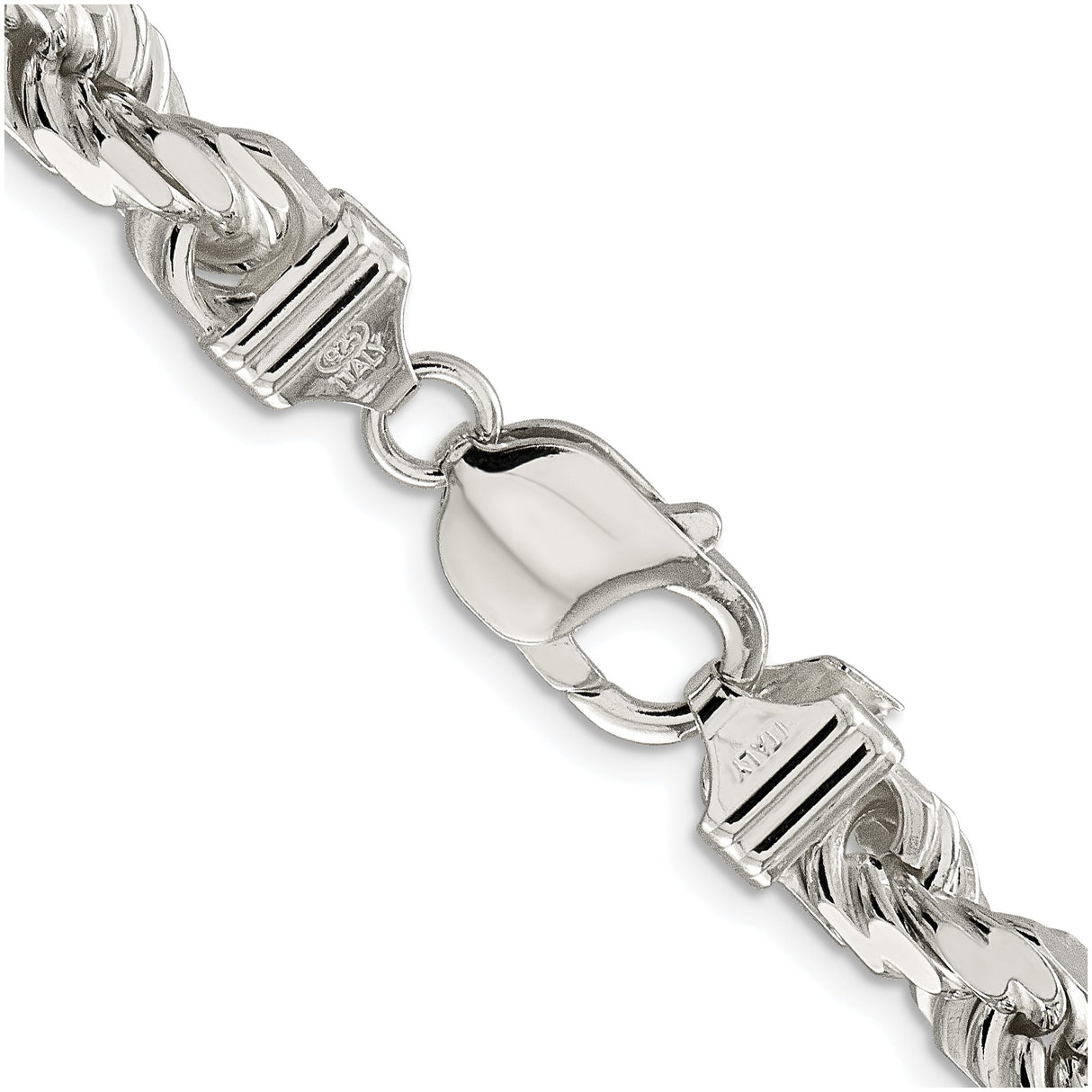 925 White Gold 7.8 mm Rope Chain Necklace, Polished alternate angle