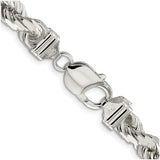 925 White Gold 7.8 mm Rope Chain Necklace, Polished alternate angle