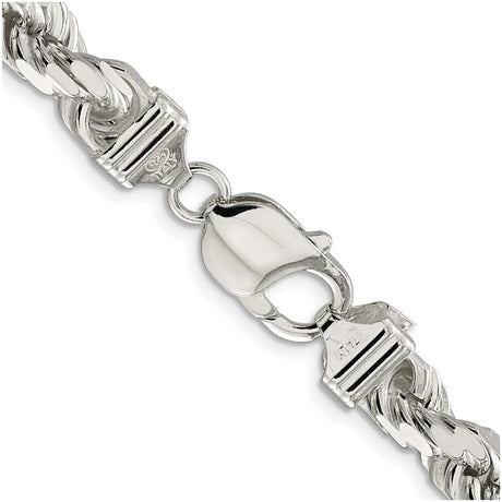 925 White Gold 7.8 mm Rope Chain Necklace, Polished alternate angle