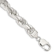 925 White Gold 9 mm Rope Chain Anklet, Polished shown for scale