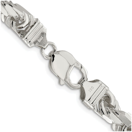 925 White Gold 9 mm Rope Chain Necklace, Polished alternate angle