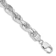 925 White Gold 9 mm Rope Chain Anklet, Polished shown for scale