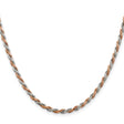 925 White Gold 2.5 mm Rope Chain Necklace, Polished
