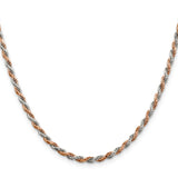 925 White Gold 2.5 mm Rope Chain Necklace, Polished
