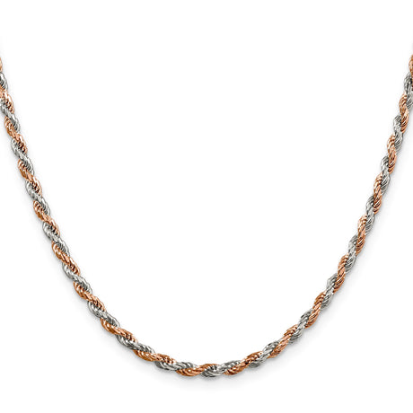 925 White Gold 2.5 mm Rope Chain Necklace, Polished