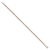 925 White Gold 2.5 mm Rope Chain Bracelet, Polished