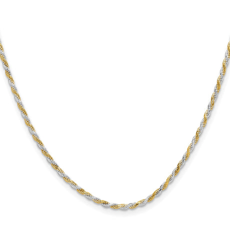 925 White Gold 1.85 mm Rope Chain Necklace, Polished