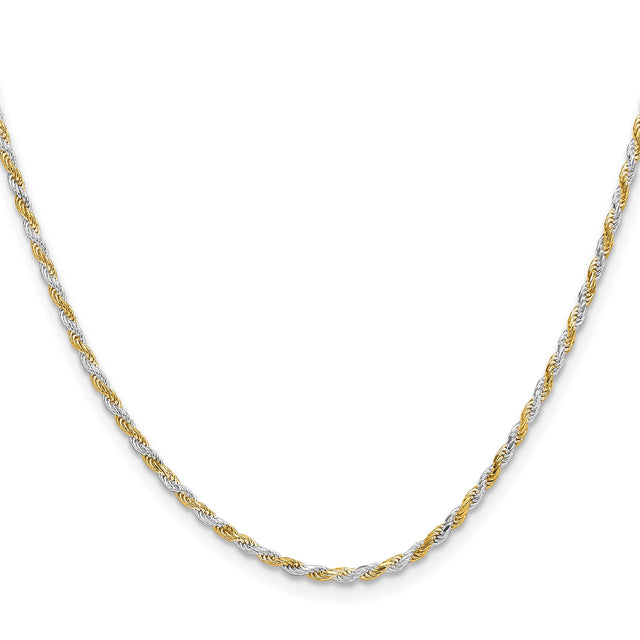 925 White Gold 1.85 mm Rope Chain Necklace, Polished