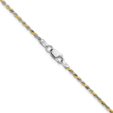 925 White Gold 1.85 mm Rope Chain Necklace, Polished alternate angle