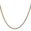 925 White Gold 2.5 mm Rope Chain Necklace, Polished