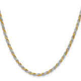 925 White Gold 2.5 mm Rope Chain Necklace, Polished