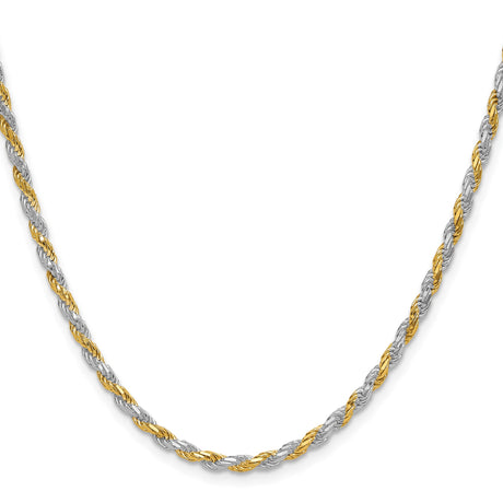 925 White Gold 2.5 mm Rope Chain Necklace, Polished
