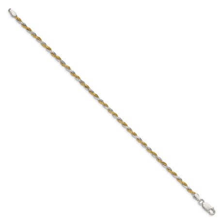 925 White Gold 2.5 mm Rope Chain Bracelet, Polished