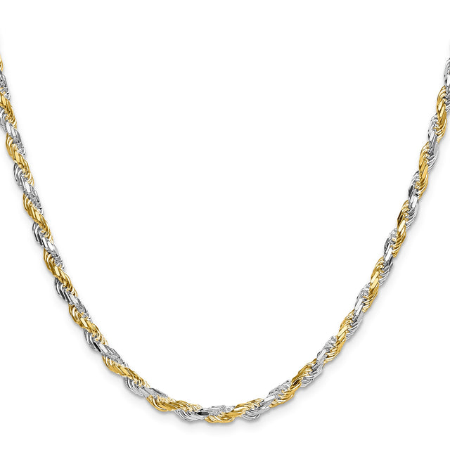 925 White Gold 3.5 mm Rope Chain Necklace, Polished