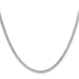 925 White Gold 3 mm Curb Chain Necklace, Polished