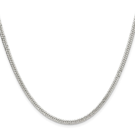 925 White Gold 3 mm Curb Chain Necklace, Polished