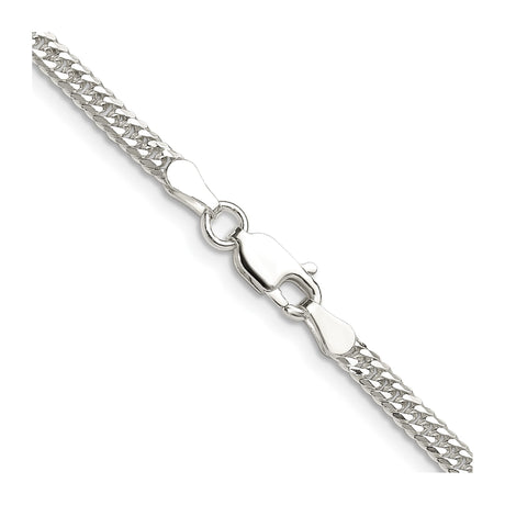 925 White Gold 3 mm Curb Chain Necklace, Polished alternate angle