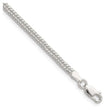 925 White Gold 3 mm Curb Chain Bracelet, Polished shown for scale
