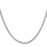 925 White Gold 3 mm Curb Chain Necklace, Polished