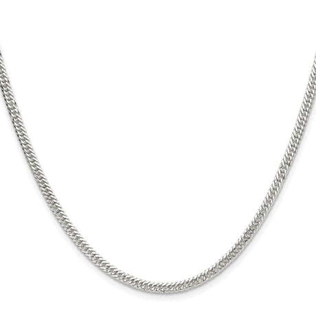 925 White Gold 3 mm Curb Chain Necklace, Polished