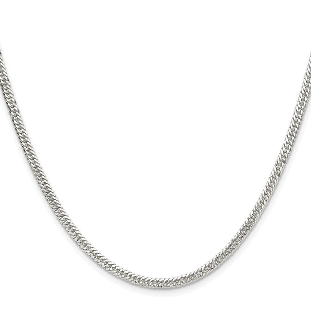 925 White Gold 3 mm Curb Chain Necklace, Polished