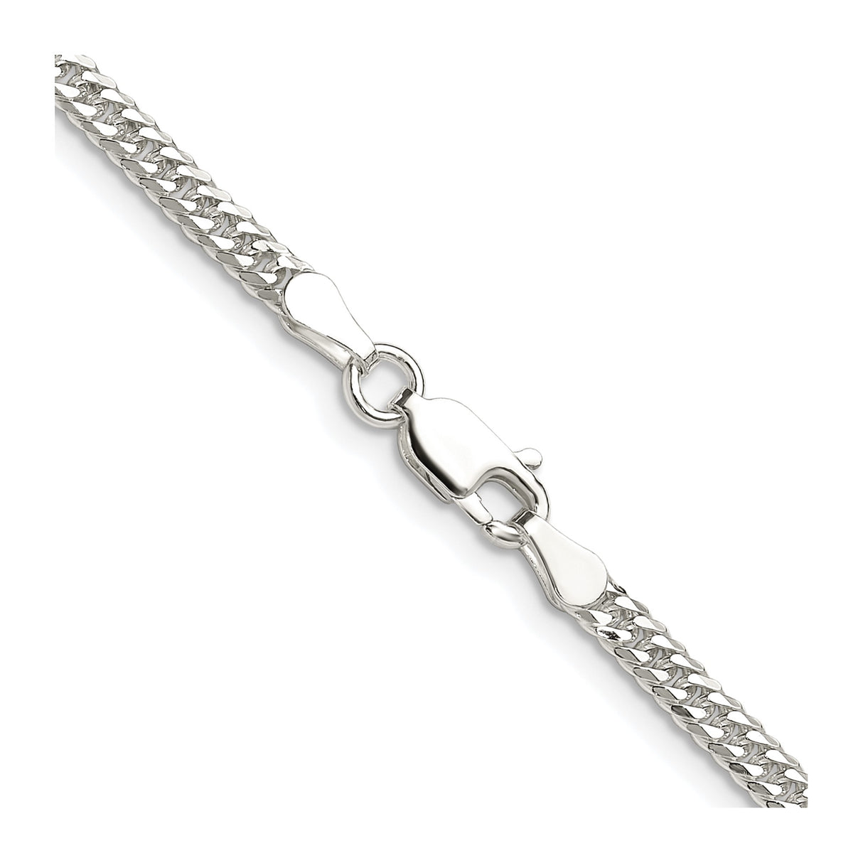 925 White Gold 3 mm Curb Chain Necklace, Polished alternate angle