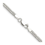 925 White Gold 3 mm Curb Chain Necklace, Polished alternate angle