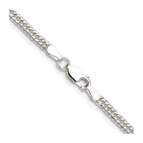 925 White Gold 3 mm Curb Chain Necklace, Polished alternate angle