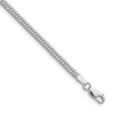 925 White Gold 3 mm Curb Chain Necklace, Polished detail view
