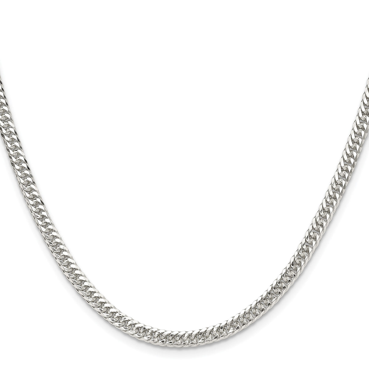 925 White Gold 3.9 mm Curb Chain Necklace, Polished