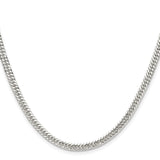 925 White Gold 3.9 mm Curb Chain Necklace, Polished
