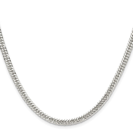 925 White Gold 3.9 mm Curb Chain Necklace, Polished