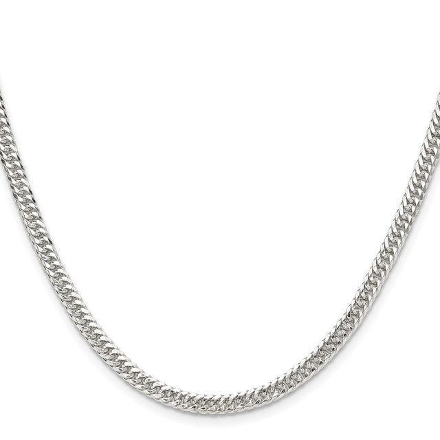 925 White Gold 3.9 mm Curb Chain Necklace, Polished
