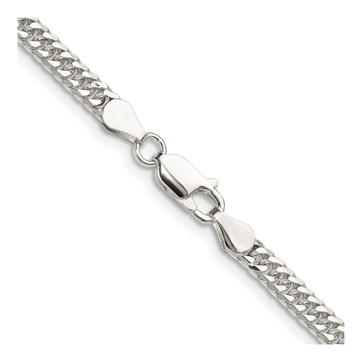925 White Gold 3.9 mm Curb Chain Necklace, Polished alternate angle