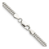 925 White Gold 3.9 mm Curb Chain Necklace, Polished alternate angle