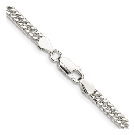 925 White Gold 3.9 mm Curb Chain Necklace, Polished alternate angle