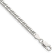925 White Gold 3.9 mm Curb Chain Bracelet, Polished shown for scale