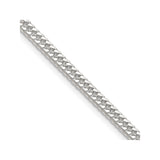 925 White Gold 3.9 mm Curb Chain Necklace, Polished detail view