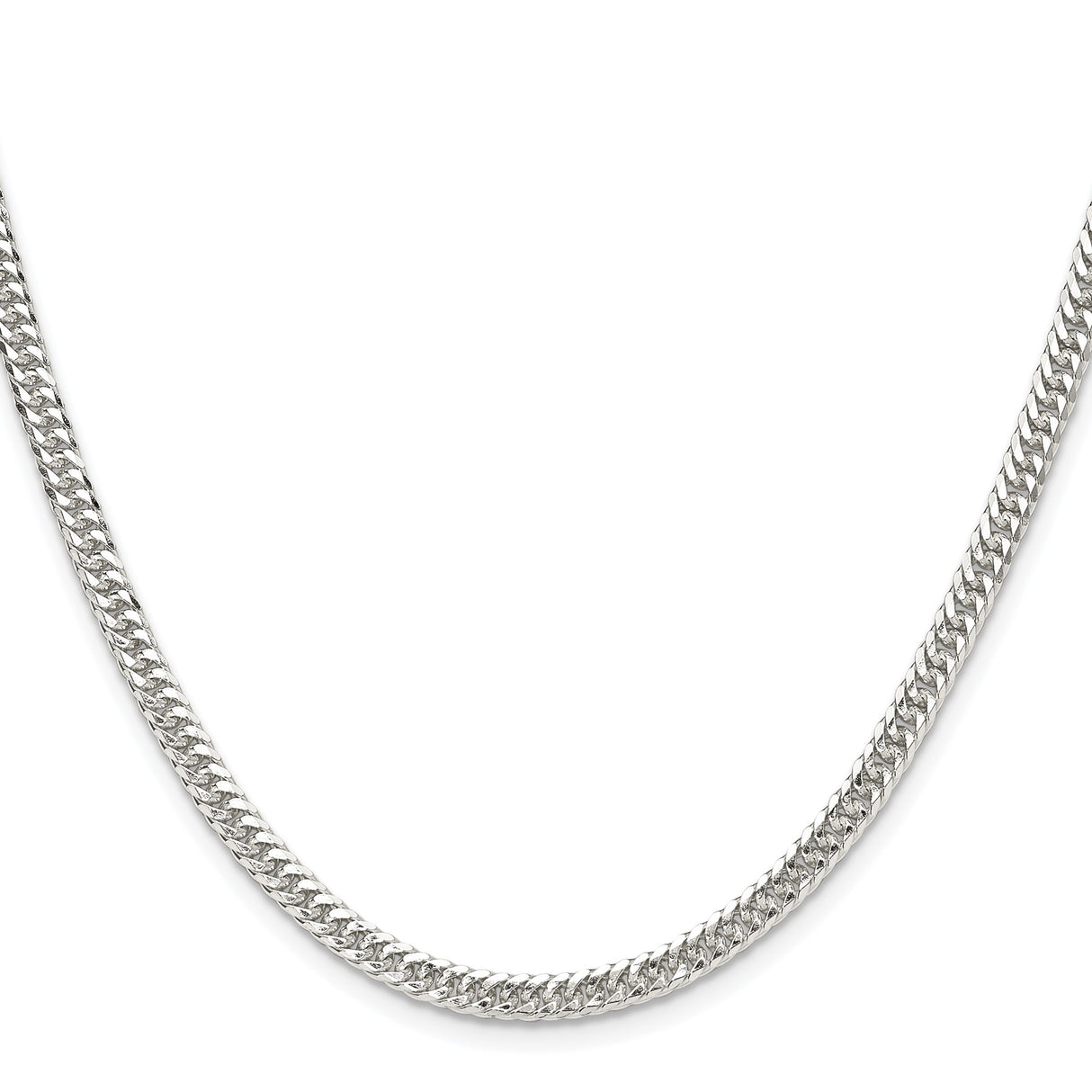 925 White Gold 3.9 mm Curb Chain Necklace, Polished
