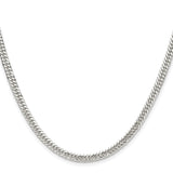 925 White Gold 3.9 mm Curb Chain Necklace, Polished
